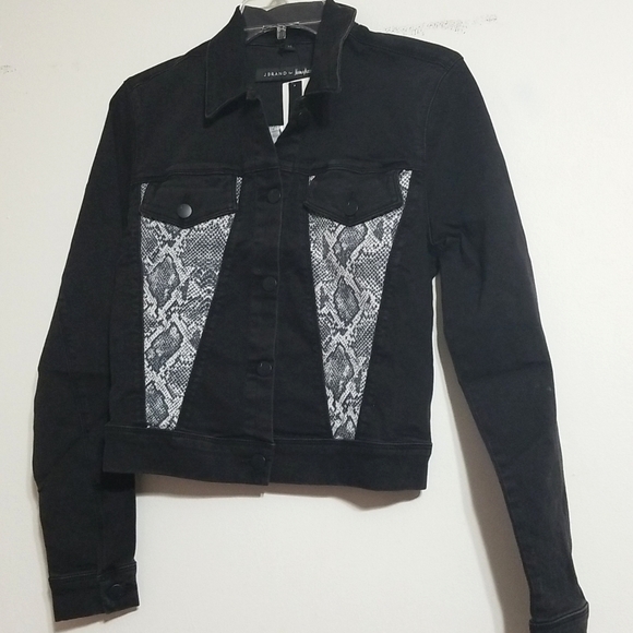 J BRAND x Neiman Marcus Denim Jean Jacket Harlow Provocative Boa Cropped - Picture 2 of 5